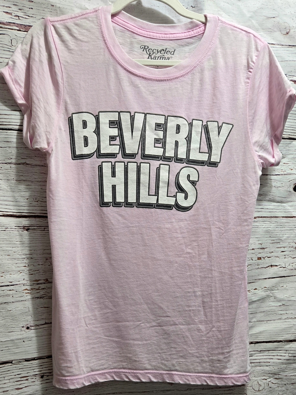 Recycled Karma Beverly Hills Pink Graphic Tee NWOT